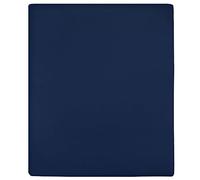 Fitted Sheets Pack of 2 Jersey Navy Blue 180 x 200 cm 100% Cotton Elastic Wrinkle-Free Mattress Cover for Bedroom, Guest Room, Hotel and Waterbed