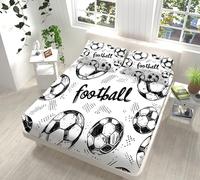 Fitted Sheets Simple Football Print Queen Beautifully Printed Fitted Sheets 59" x 79"(150 x 200 cm) Soft And Fluffy Fitted Sheet Light Gray Washable Belt With 30cm Deep Pocket