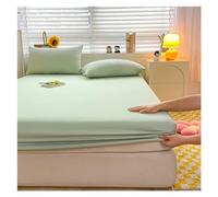 Fitted Sheets Soft Cotton Fitted Bed Sheet with Elastic Band Solid Color Mattress Cover for Single Double King Queen Bed 140/150/160/180/200(Green,150x190x25cm)