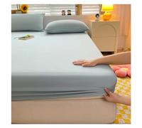Fitted Sheets Soft Cotton Fitted Bed Sheet with Elastic Band Solid Color Mattress Cover for Single Double King Queen Bed 140/150/160/180/200(Deep Green,90x200x25cm)