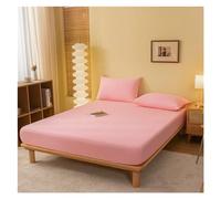 Fitted Sheets Solid Color Fitted Sheet With Elastic Band Mattress Cover Single Double King Size Skin Friendly Cotton Bed Sheet(Dan fen,160x200x25cm 1pc)