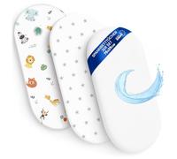 Fitted Sheets Stroller elastic edge set of 3 Mattress Protector baby | waterproof with elastic edge 35x75 cm 2x Fitted Sheet baby for cot side bed bassinet crib pram accessories Safari white