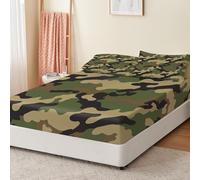 Fitted Sheets with All-Round Elastic Camouflage pattern Minimalist Bedding Multicolor Soft Comfort Fade Resistant Bed Sheets for Single Double King Size Bed 140 x 190 + 30 CM
