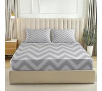 Fitted sheets Zigzag Pattern Minimalist Nordic Comfort Bedding Printed KingDeep Fitted Bed Sheets Luxury Washable Print Fitted Cover for MattressGray White