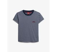 Fitted striped women's T-shirt Superdry Essential Logo Bleu XS