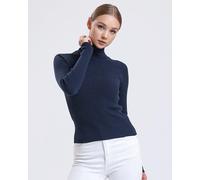 Fitted Super Soft Turtle Neck Ribbed Jumper Alse Studio Navy L