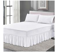 Fitted Valance sheet, Wrinkle Free Bedding Sheets, Breathable Single Bedsheet, Non Iron Frilled Fitted Valance Sheet, White