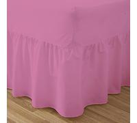 Fitted Valance Sheets Double Size Bed Sheets Dyed 9.5 '' deep Plain Poly Cotton Bedding 11'' Frilly Drop, Fuchsia