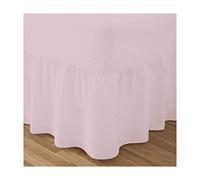 Fitted Valance Sheets Double Size Bed Sheets Dyed 9.5'' deep Plain Poly Cotton Bedding 11'' Frilly Drop, Pink