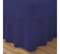 Fitted Valance Sheets King Size Kingsize Bed Sheets Dyed 9.5'' deep Plain Poly Cotton Bedding 11'' Frilly Drop, Navy
