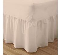 Fitted Valance Sheets King Size Kingsize Bed Sheets Dyed 9.5 '' deep Plain Poly Cotton Bedding 11'' Frilly Drop, Latte