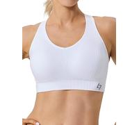 FITTIN Racerback Sports Bra for Women: High Impact Padded Top White