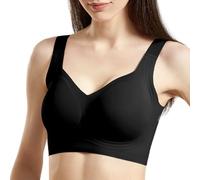 Fittingirls Plus-Size Airflow Comfort Bra Cooling Tech Full Coverage Seamless Padded Design Adjustable All-Purpose Wear Black
