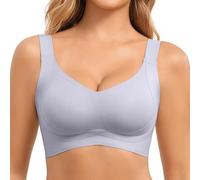 Fittingirls Plus Size Wireless Non Wired Seamless Bra-Soft Breathable Comfort Full Coverage Padded Bra for Women Plus Size, Everyday & Sleep Use Grey