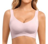Fittingirls Plus Size Wireless Non Wired Seamless Bra-Soft Breathable Comfort Full Coverage Padded Bra for Women Plus Size, Everyday & Sleep Use Pink
