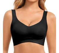 Fittingirls Plus Size Wireless Non Wired Seamless Bra-Soft Breathable Comfort Full Coverage Padded Bra for Women Plus Size, Everyday & Sleep Use Black