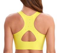 Fittingirls Women's High Impact Sports Bra | Triangular Stability, Seamless Breathable Laser-Cut Back, Non-Slip Lift Straps Yellow