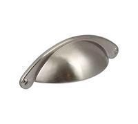 FITTINGSCO Shaker Cup Kitchen & Bedroom Cabinet Handle 64mm Hole Centres (Satin Nickel or Brushed Nickel Finish)