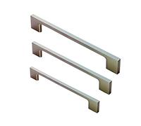 FittingsCo, Slimline D Handle Collection, Matte Black, Black,Brushed Copper, Kitchen & Bedroom Handle (96mm HC, Brushed Nickel)