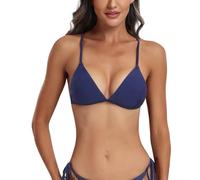 FITTOO Bikini Top for Women UK Push up Sexy Padded Triangle Bikini Tops Navy XL