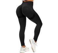 FITTOO Black Gym Leggings for Women UK High Waisted Scrunch Butt Leggings Seamless Workout Yoga Pants for Girls Running Sports Fitness Black, 2XL