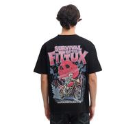 FITTUX Oversized Reverse Printed Survival T-Shirt (UK, Alpha, L, Regular, Regular, Black)