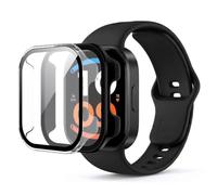 Fitudoos Pack of 2 Hard PC Case with Tempered Glass Screen Protector Compatible with Xiaomi Redmi Watch 6 Active, Highly Sensitive Lightweight Anti-Fall Protective Case, All-Round Protective Case