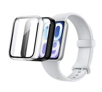 Fitudoos Pack of 2 Hard PC Case with Tempered Glass Screen Protector Compatible with Xiaomi Smart Band 10 Pro, Highly Sensitive Lightweight Anti-Fall Protective Case, All-Round Protective Case, Black