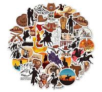 Fituenly 100pcs Classic Art Stickers Western Cowboy Style Stickers Vinyl Waterproof Sticker for Laptop Skateboard Luggage Phone