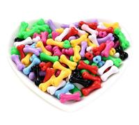 Fituenly 100pcs Colorful Acrylic Bone Shape Beads Small Waist Bone Bead Diy Bracelet Necklace Jewelry Making Supplies