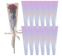 Fituenly 100pcs Single Rose Sleeves, Clear Cellophane Flower Wrapping Bags, Waterproof Bouquet Packaging for Floral Arrangement, Valentine's Day Floral Wrappers