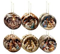 Fituenly 12 Pcs Christmas Nativity Scene Ornament, Christmas Baubles Hanging Pendants - Tree Ornaments the Birth of Jesus Decorations, Religious Decor for Christmas Tree Home Decorations
