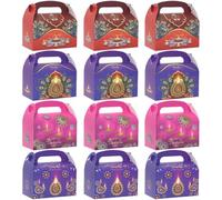 Fituenly 12pcs/set Happy Diwali Wrapping Boxes Diwali Favour Boxes Portable Candy Gift Box Wrapping Party Supplies Table Decoration