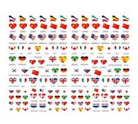 Fituenly 2 Sheets Nail Art Sticker 3d National Flag Flowers Leaf Pattern Slider Polish Adhesive Nail Wrap Decal Diy Manicure Tip