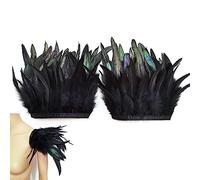 Fituenly 2pcs Shoulder Epaulettes Black Feather Wings Punk Gothic Feather Cape Shoulder Shrug Shawl Cosplay Party Show Decor