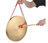 Fituenly 32cm Chapel Brass Cymbals Hand Gong Cymbals Portable Tam Gong Traditional Percussion Instrument for Orchestra Church Opera