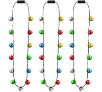Fituenly 3pcs Light Up Christmas Necklace, Christmas Light Necklace with 13 Bells, Christmas Jingle Bells, Plastic, No