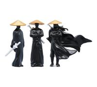 Fituenly 3pcs Mini Samurai Statue Set Miniature Figurine Japanese Samurai Statue Ornament for Car Dashboard Desk Decor