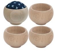 Fituenly 4pcs Embroidery Needle Cushion Base Wooden Pin Cushion Bowl Japanese Style Pin Holder Sewing Accessories