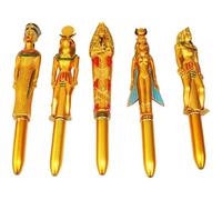 Fituenly 5pcs Ball Point Pen Egyptian Pharaoh Ballpoint Pen Gold Writing Pen Blue Ink Pen for School Office Supply