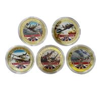 Fituenly 5pcs/set Battle of Britain Commemorative Coins Memorial Flight Gold Challenge Coin Uk Military Challenge Coins Collector's Gift