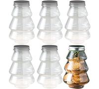 Fituenly 6 Pcs Christmas Candy Jar Clear Christmas Tree Shaped Jars for Sweets Sugar Cookies Xmas Holiday Packaging Gift Bottle