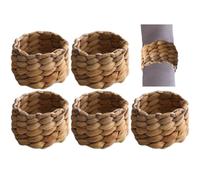 Fituenly 6pcs Napkin Rings Set, Natural Water Hyacinth Napkin Ring Holder, Handmade Farmhouse Woven Napkin Rings Napkin Buckle for Christmas Lunch Thanksgiving Party Holiday Wedding Table Decoration