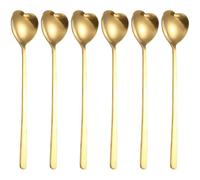 Fituenly 6pcs Stainless Steel Heart-shaped Spoons, Dessert Spoons Ice Cream Scoophome Tableware Teaspoon Coffee Honey Mixing Spoon Dinner Spoons for Home & Restaurant