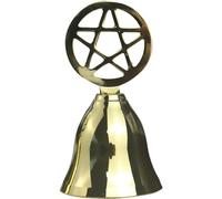 Fituenly Altar Bell Solid Brass Pentagram Hand Bell Pentacle Bell for Ritual Kit Wiccan Supplies Home Decorations Ornament
