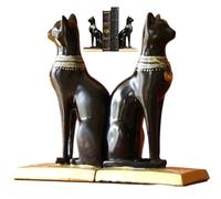 Fituenly Cat Resin Bookend Decorative Bookends Ancient Egyptian Cat Desktop Decoration Bookshelf Office Bookend Baffle Art Bookend Home Décor Set of 2