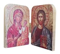 Fituenly Christ the Teacher and Virgin of Kazan Catholic Orthodox Diptych for Travel Home Display Religious Gift