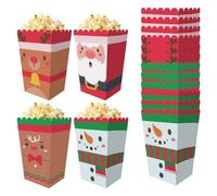 Fituenly Christmas Popcorn Boxes, 12 Pcs Christmas Snowman Santa Claus Reindeer Popcorn Boxes Box for Christmas Party