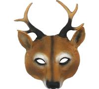 Fituenly Deer's Head Mask Christmas Reindeer Mask with Antler Realistic 3d Animal Cosplay Mask Halloween Masquerade Mask Party Props