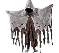 Fituenly Halloween Cape Tattered Hooded Capes Medieval Unisex Ghost Dementors Wizard Cloak Halloween Cosplay Costume Brown